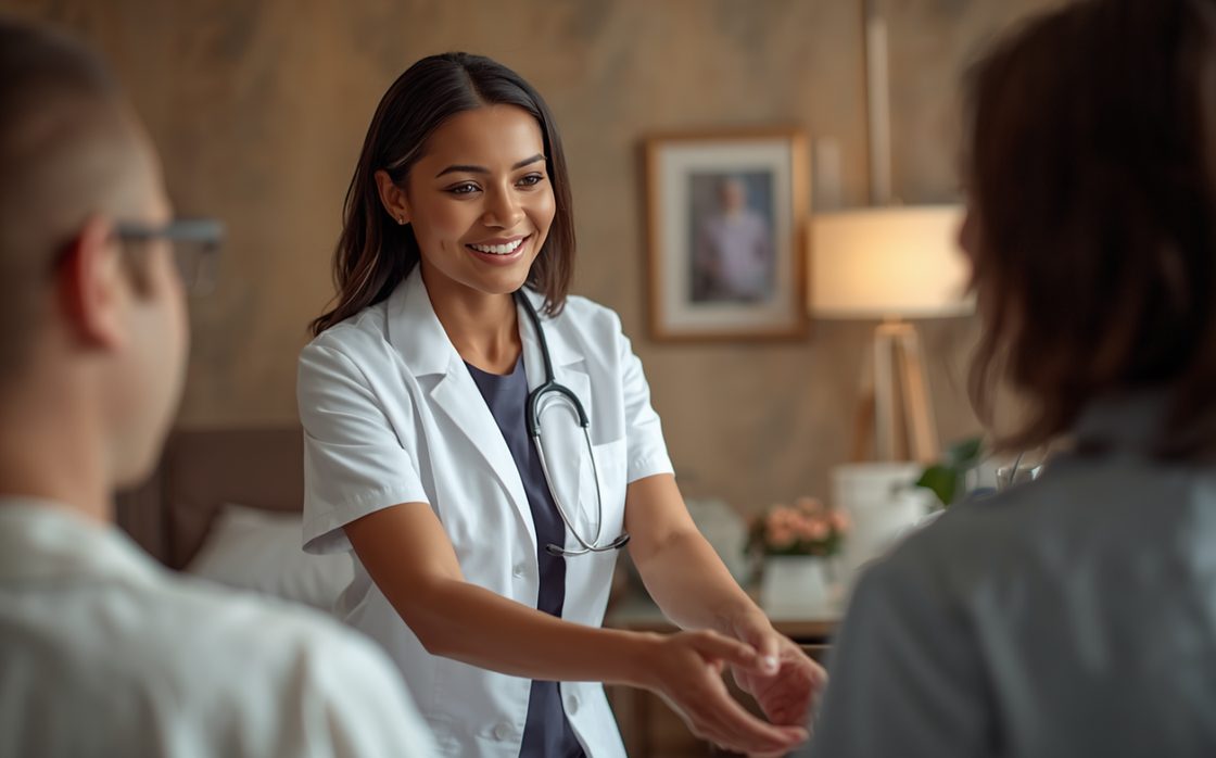 Care coordinator meeting with a patient's family