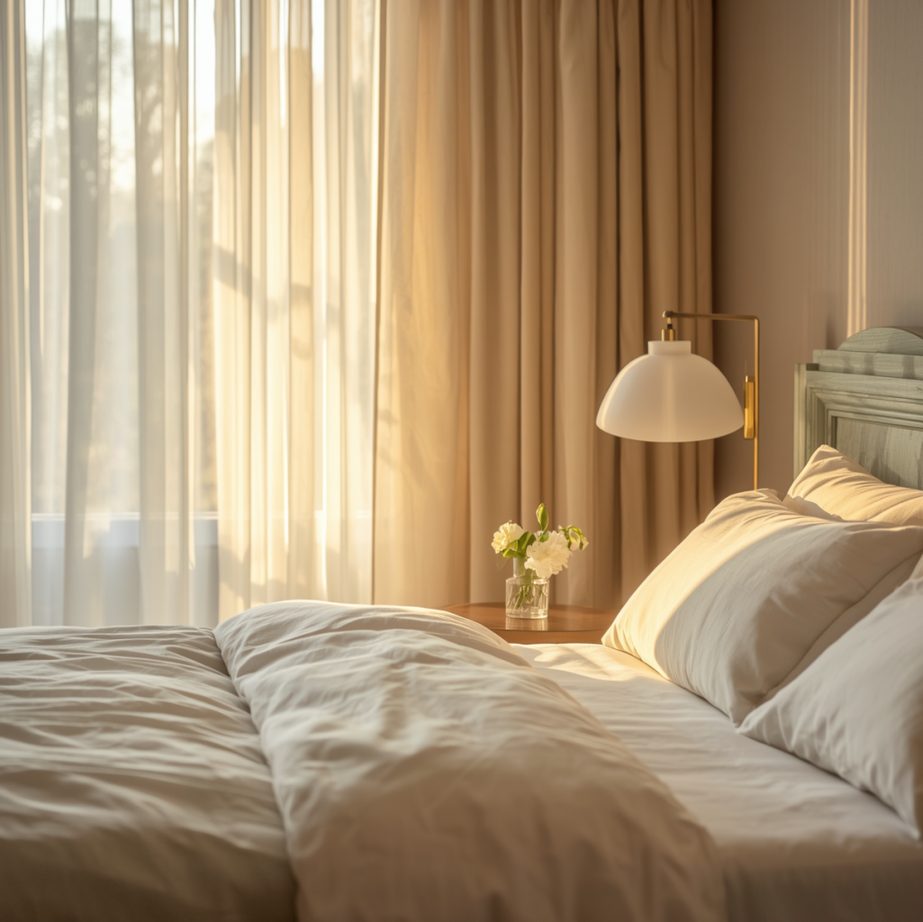 Morning light falling on a freshly made recovery bed